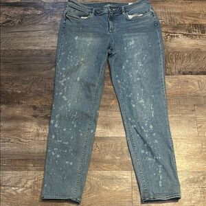 Vince Camuto Blue Straight Leg Jeans With Splattered Paint Design Size 31/32